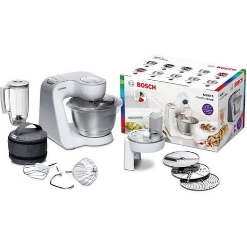 BOSCH robot de cuisine Serie 4 MUM58W20, blender, Durchlaufschnitzler, 3 Scheiben, weiß, 1000 W, 3 Scheiben,
