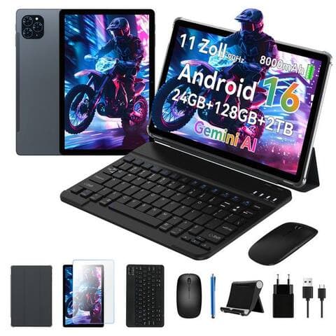 Kingrid KINGRID 11" Android 16 WiFi avec clavier/Coque/souris tablette (11", 128 GB, Android16, Android 16, FHD