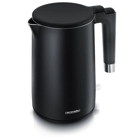 Arendo Arendo bouilloire aus Edelstahl, Doppelwand-Design, 360° manette, Noir matt, 1,5 l, 2000 W, Teekocher,
