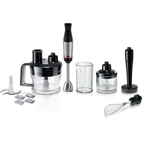 BOSCH Stabblender ErgoMaster Serie 6 MSM6M673, 4 Klingen, Mixfuß Edelstahl, Noir, 1000 W, Becher, Stampfer,