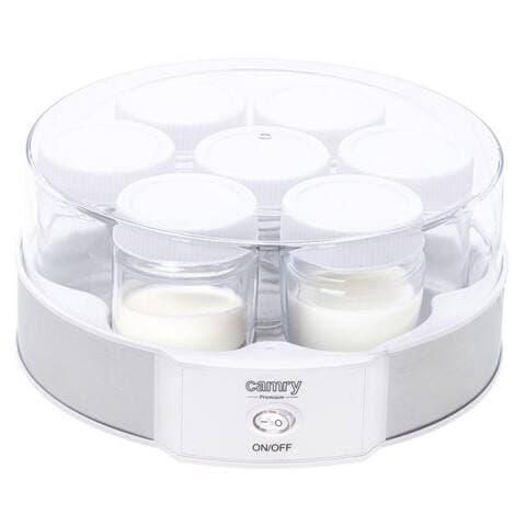 Camry Camry yaourtière CR 4519, Joghurtmaschine avec 7 Joghurt Gläser, weiß, silber