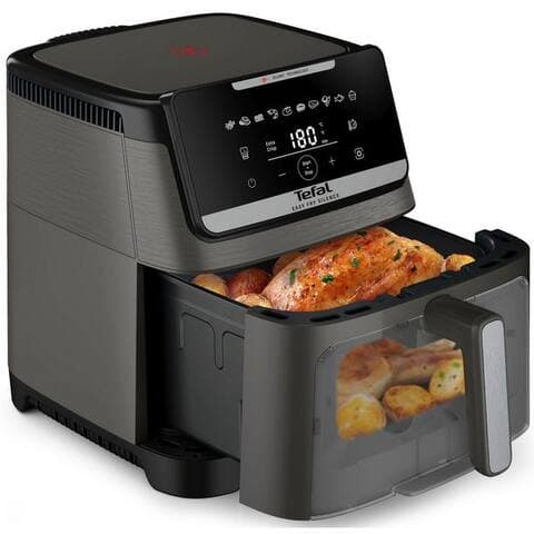 TEFAL air fryer Easy Fry Silence XXL, pour bis zu 8 Portionen, abnehmbares Frontelement, 1800 W, 10 Programme,