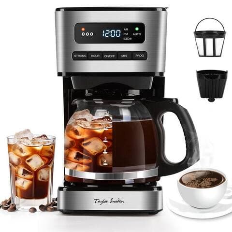 Taylor Taylor Swoden cafetière filtre, 1.8l Kaffeekanne, Wiederverwendbarem Filter, Eiskaffee-Modus