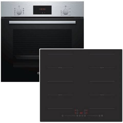 BOSCH four-Set Teleskopauszug 3D-Heißluft + PKM Flex-Induktionstable de cuisson autark 60cm