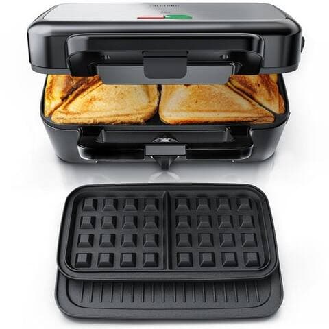 Arendo Arendo 3-in-1-grill à sandwich gaufrier & Kontaktgrill, Antihaftbeschichtete abnehmbare Platten, 1200 W, pour