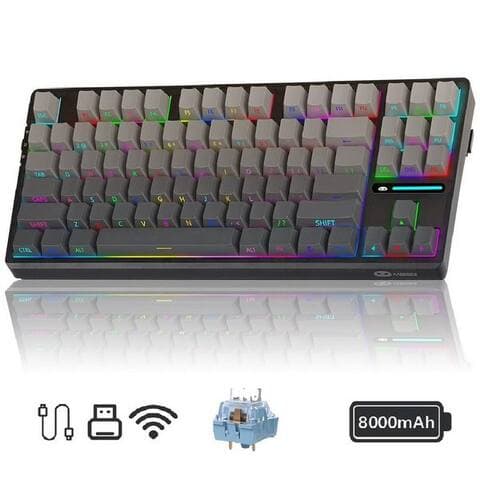Novzep Novzep Gaming clavier sans file Mechanische Keyboard RGB Rainbow Tri-Modus Gaming-clavier (Kompakt 87 Tasten