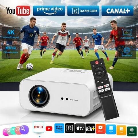 Zoomcat ZOOMCAT 2026 Neuer Smart projecteur 4K Heimkino avec Offiziell Netflix (Autofokus) projecteur (3840x2160 px,