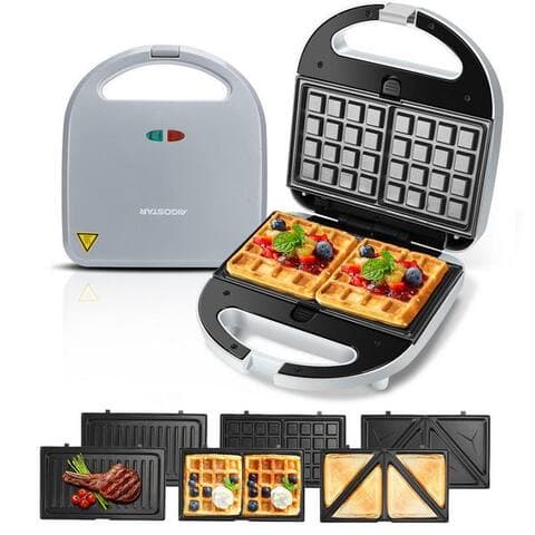 Aigostar Aigostar 3-in-1-Kombi-gaufrier 750 W grill à sandwich, 3 Austauschbare Platten, Beidseitiges Grillen, 750,00