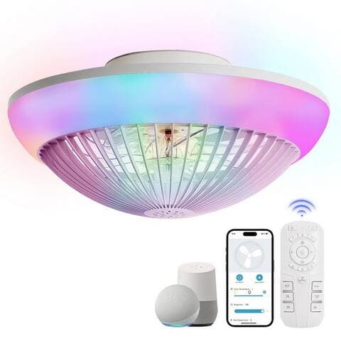 Sofucor Sofucor Deckenventilateur avec RGB lumière, DC, 7 ABS-Flügel, 6 Windgeschwindigkeiten, Umkehrfunktion,