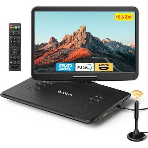 Boifun Boifun 15,6 pouces Tragbarer téléviseur avec intégréem DVD-Player Portabler DVD-Player (1366 × 768, Digitalem