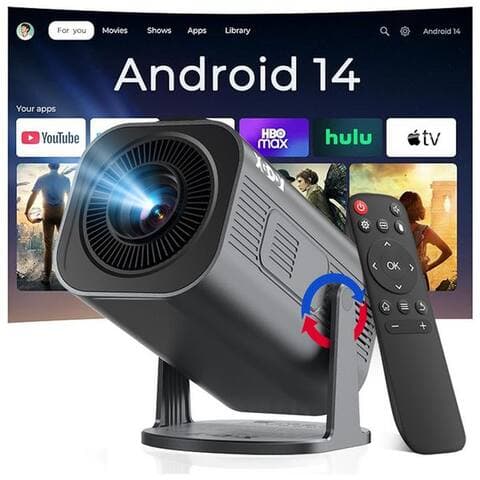 Xgody XGODY 2026 Neu Tragbarer Projektor Gimbal 3Pro 4K Android 14 WiFi6 BT 5.4 Mini-projecteur (260 lm, 8000:1,
