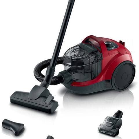 BOSCH aspirateur traîneau Serie 4 BGS21CAR, Hygiene-Filter, XXL-Polsterdüse, XXL-Fugendüse, 750 W, beutellos, 10 J.