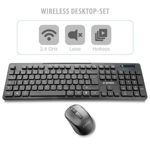 Gembird Gembird KBS-WCH-03-DE USB - Ergonomisches Funk sans fil clavier- et souris-Set, sans fil