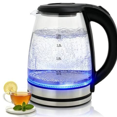 Ozavo OZAVO bouilloire Glas 1,8L 1500W avec LED-Beleuchtung 100% BPA Frei, 1500 W, 360° Edelstahl