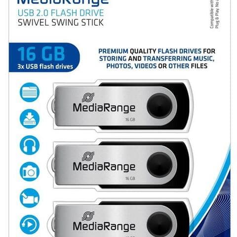 Mediarange Mediarange Mediarange USB Stick 16GB Speicherstick Swivel Swing silber 3er Pack clé USB