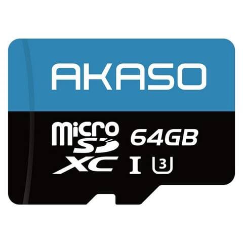 Akaso Akaso 64GB U3 microSDXC Karte pour Action Cams & 4K-Aufnahmen Micro SD-Karte (Lesegeschwindigkeit 100 MB/s,