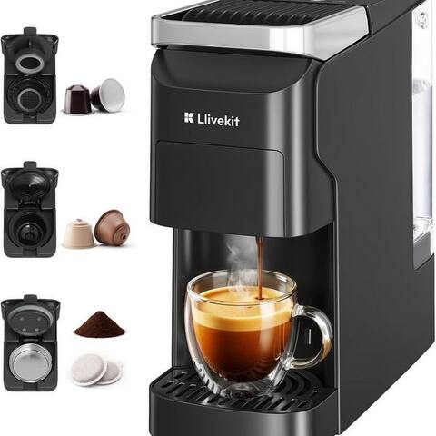 NESPRESSO LLIVEKIT machine à capsules, 20 Bar Kompatibel avec Nespresso, Dolce Gusto, ESE Pads & Kaffeepulver