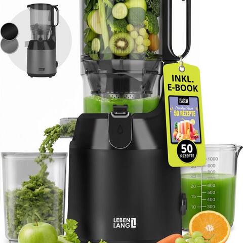 Lebenlang Lebenlang Slow Juicer centrifugeuse avec großer Öffnung, pour ganze Früchte et Gemüse, Rezepte, 250 W,