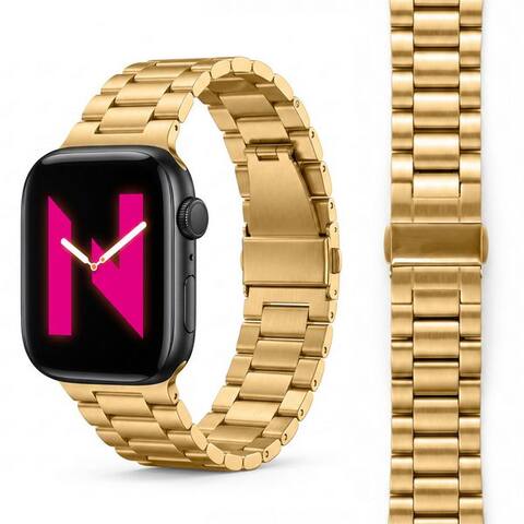 Nalia Bracelet pour montre connectée Apple montre 49mm/46/45/44/42(Serie 1-3), Edelstahl Ersatzband / pour Business