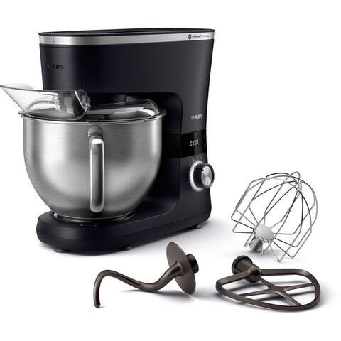 PHILIPS robot de cuisine HR7962/01, 1000 W, 5,5 l Schüssel, ProKnead Technologie, inkl. Knethaken, Schneebesen et