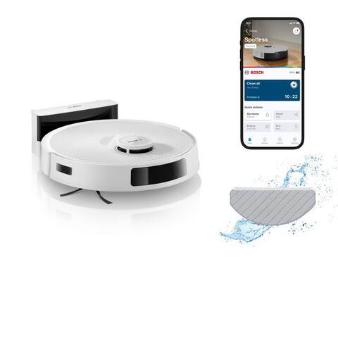BOSCH robot aspirateur Spotless BCRC1W, robot aspirateur avec Wischfunktion, 11.000 Pa Saugkraft, 60 W, beutellos,