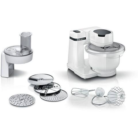 BOSCH robot de cuisine Serie 2 MUM2SAW01, Kunststoffschüssel, Durchlaufschnitzler, 700 W, 3,8 l Schüssel,