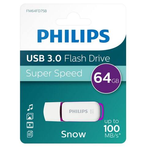 PHILIPS FM64FD75B/00 clé USB (USB 3.0, Lesegeschwindigkeit 100,00 MB/s, Snow Edition Magic Purple®, 64GB, USB3.0,