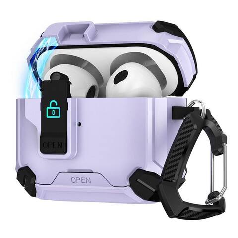 CoolGadget Étui de protection pour casque Defender Coque pour Apple AirPods 4 magnetisch avec Karabiner, 360° Full-Body
