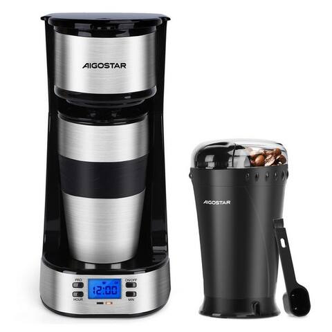 Aigostar Aigostar machine à café avec Mahlwerk, Korbfilter, machine à café avec Thermobecher, 24h-Timer,