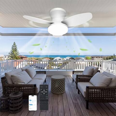 Oyajia oyajia Deckenventilateur 50W 3 Flügeln Deckenventilateur avec Beleuchtung, LED Deckenluminaire 66cm, Dimmbare