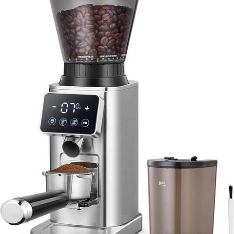 Amzchef AMZCHEF moulin à café CG20OT9-SV, 160 W, 300 g Bsansnbehälter, moulin à café Siebträger Elektrisch avec 24