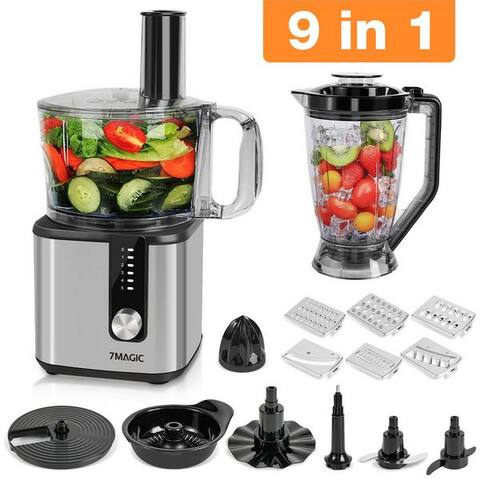 7Magic 7MAGIC Kompakt-robot de cuisine Standblender 9 in 1 Multifunktional Food Chopper, Food Processor, 750 W,
