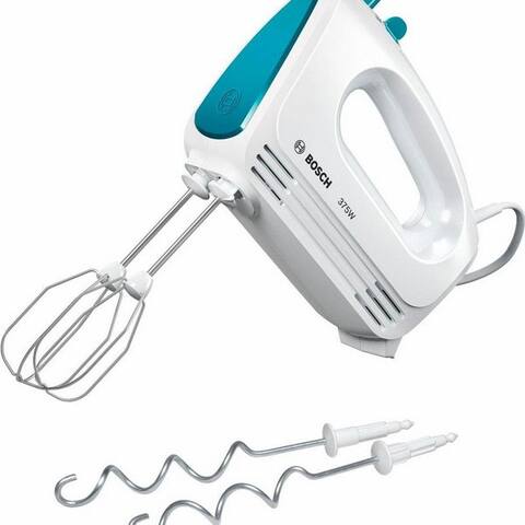 BOSCH Handblender CleverMixx MFQ2210D, Edelst. Rührbesen/Knethaken, 4 Stufen, weiß/Bleu, 375 W, Auswurftaste,
