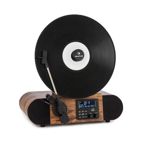 Auna Auna Verticalo SE DAB platine vinyle (Bluetooth, nostalgischer platine vinyle avec vertikalem Plattenteller)
