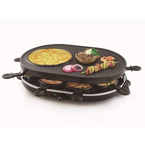 Tristar Tristar raclette, 8 raclettepfännchen, 1200 W, Gerät pour 2-8 Personen, ovaler Elektro Tischgrill groß