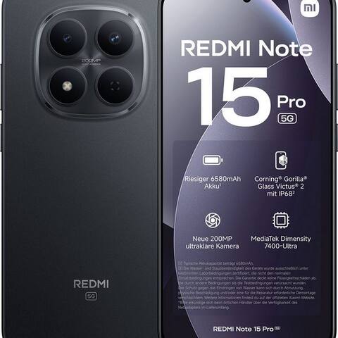 XIAOMI Redmi Note 15 Pro 5G 12+512GB smartphone téléphone (200 MP caméra)