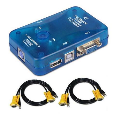 Bolwins Bolwins VGA-switch F93C KVM switch Box USB VGA PS2 2xPC clavier souris moniteur + 2x Kabel, 2-Port manueller