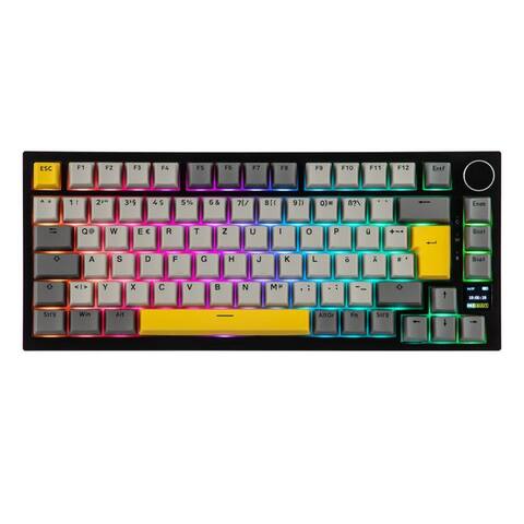 Ajazz AJAZZ ISO-DE Mechanische clavier sans fil, RGB 75% Gaming clavier (BT/2,4 GHz/Kabel, TFT-écran, Creamy Gasket)