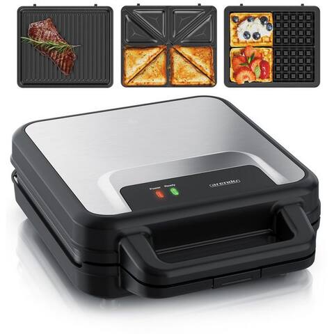 Arendo Arendo 3-in-1-grill à sandwich gaufrier & Kontaktgrill, abnehmbare Antihaftbeschichtete Platten, 1400 W,