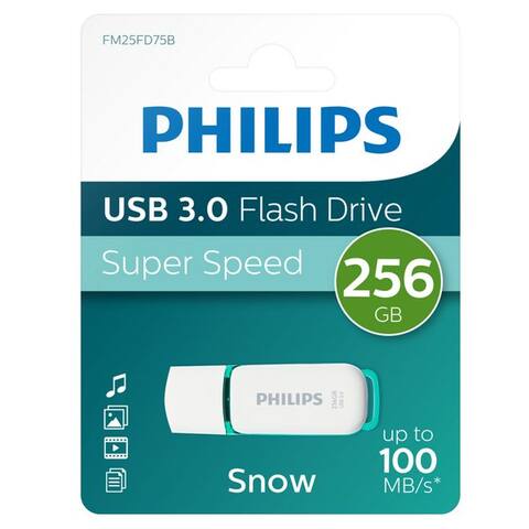 PHILIPS FM25FD75B/00 clé USB (USB 3.0, Lesegeschwindigkeit 100,00 MB/s, Spring Green®, 256GB, USB3.0, LED, 1er Pack)