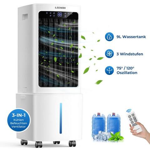 Leenon LEENON ventilateurkombigerät Mobiler Luftkühler avec Wasserkühlung,9L,3in1 Klimagerät, tragbar ventilateur,