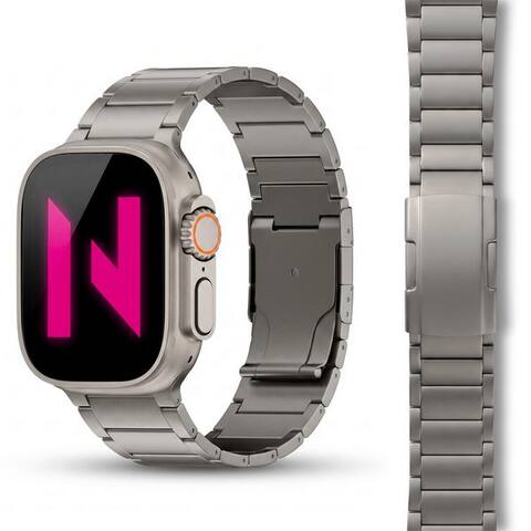 Nalia Bracelet pour montre connectée Apple montre 49mm/46/45/44/42(Serie 1-3), Leichtes Titan Ersatzarmband / pour