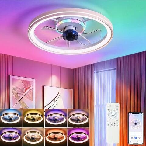 Oyajia oyajia Deckenventilateur 70W Deckenluminaire Dimmbar, Leise Deckenventilateur 6 Geschwindigkeiten, LED