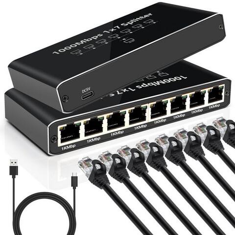 Bundviel Betviel LAN Splitter 1 auf 7 Gigabit Ethernet switch Verteiler Netzwerk-switch Netzwerk-switch (RJ45