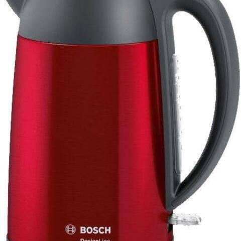 BOSCH bouilloire DesignLine TWK3P424, Ausgießen sans Spritzer, Tassenanzeige, 1,7 l, 2400 W, Überhitzungsschutz, Rouge