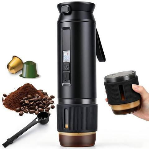 Ckeyin CkeyiN Reisemachine à café Espressomaschine tragbar 25 Bar 80ml Wassertank, 0,325l Kaffeekanne, Korbfilter,