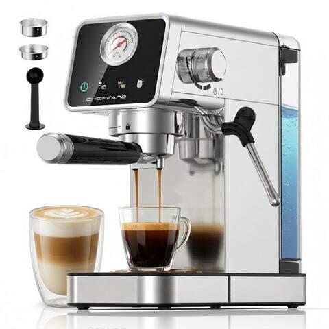 Cheffano CHEFFANO Espressomaschine 20 Bar, Edelstahl machine espresso avec mousseur à lait, Extraktion