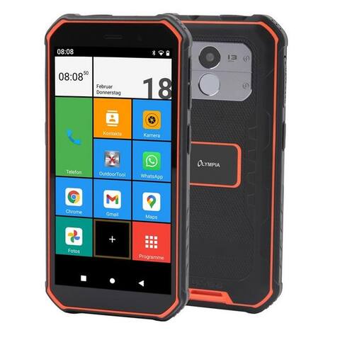 Olympia Olympia TREK Outdoor smartphone (Outdoor téléphone Wasserschutz Staubschutz Noir orange IP68 5000mAh)