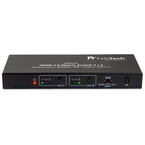 Feintech FeinTech Audio / Video Matrix-switch VMS02201 HDMI 2.0 Matrix switch 2x2, avec Audio Extractor