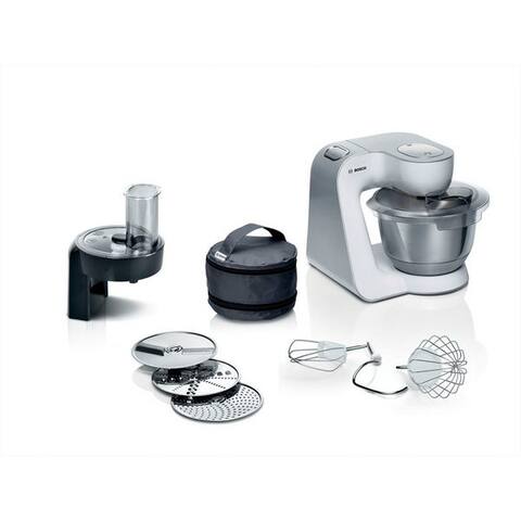 BOSCH robot de cuisine Serie 4 MUM58210, Durchlaufschnitzler, 3 Scheiben, weiß, 1000 W, 3,9 l Schüssel,
